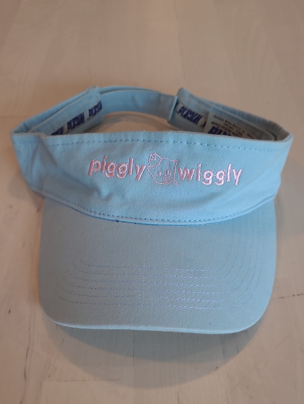 EUC Y2K WICKid Piggly Wiggly Branded Visor Hat Light Blue And Pink